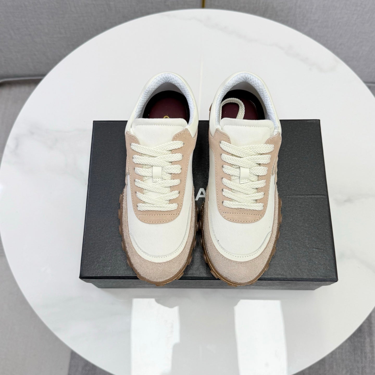 CC 26s Casual Sneakers Cream Taupe Suede Calfskin 972883
