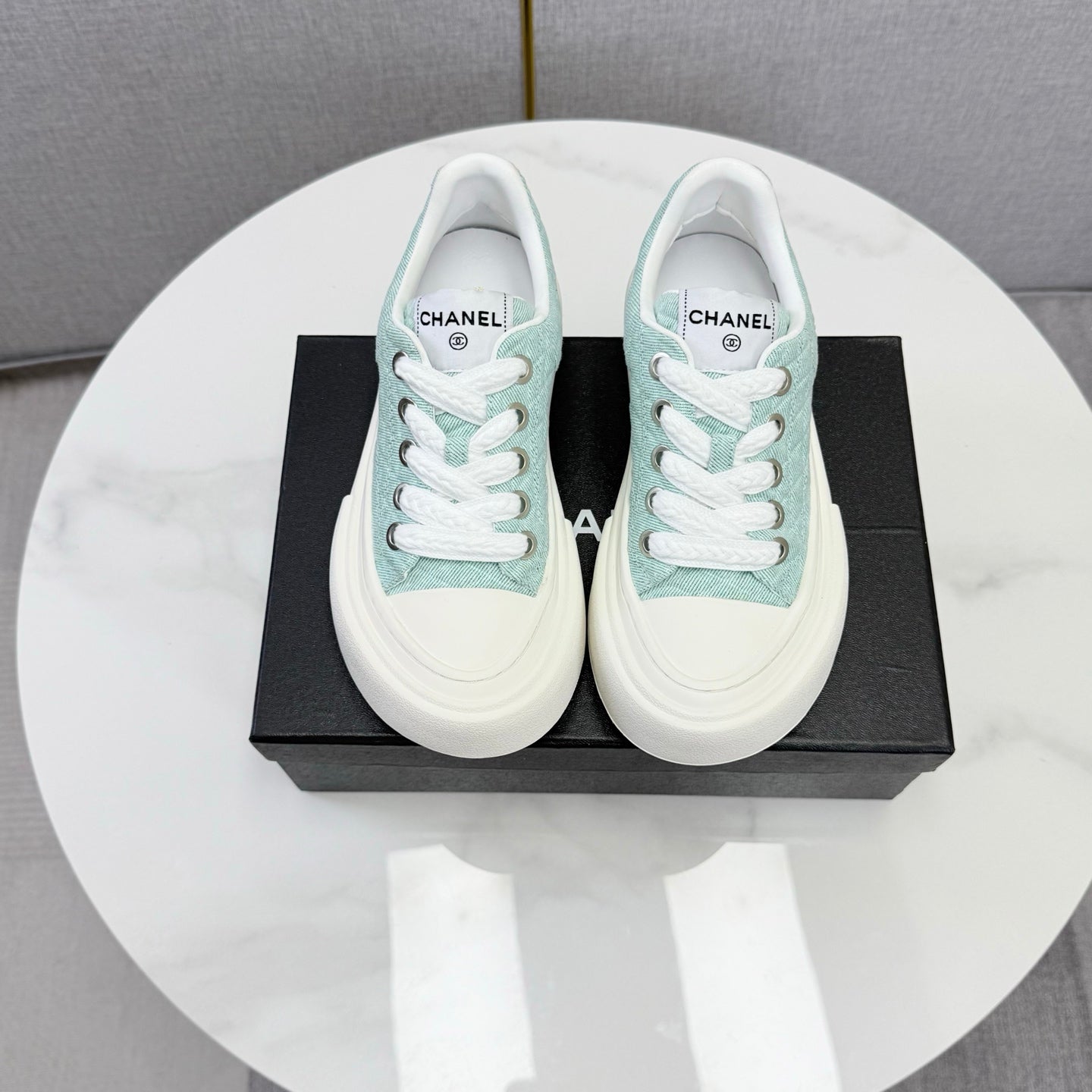 CC 26s Platform Sole Sneakers Mint Blue Canvas 972896