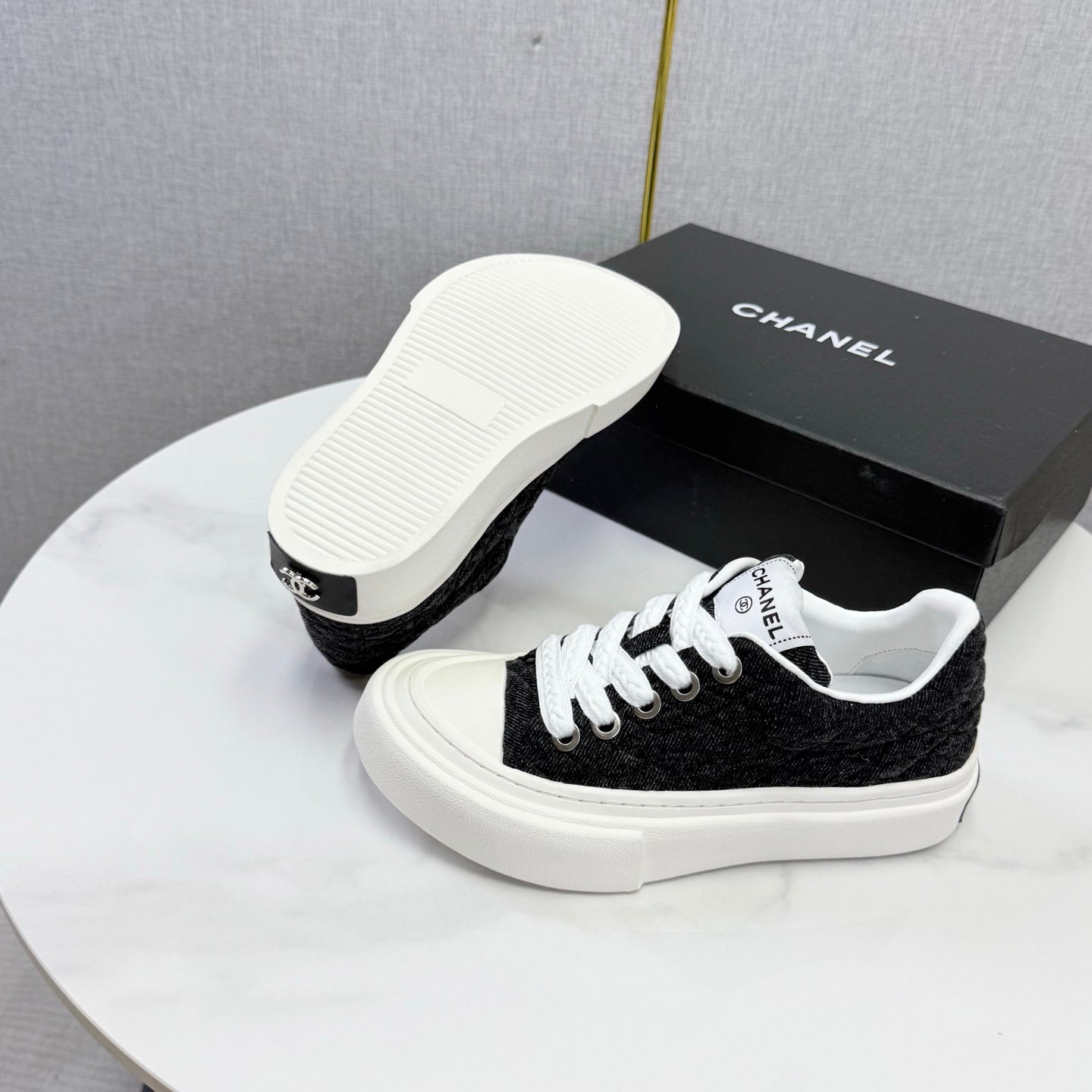 CC 26s Platform Sole Sneakers Black Canvas 972898