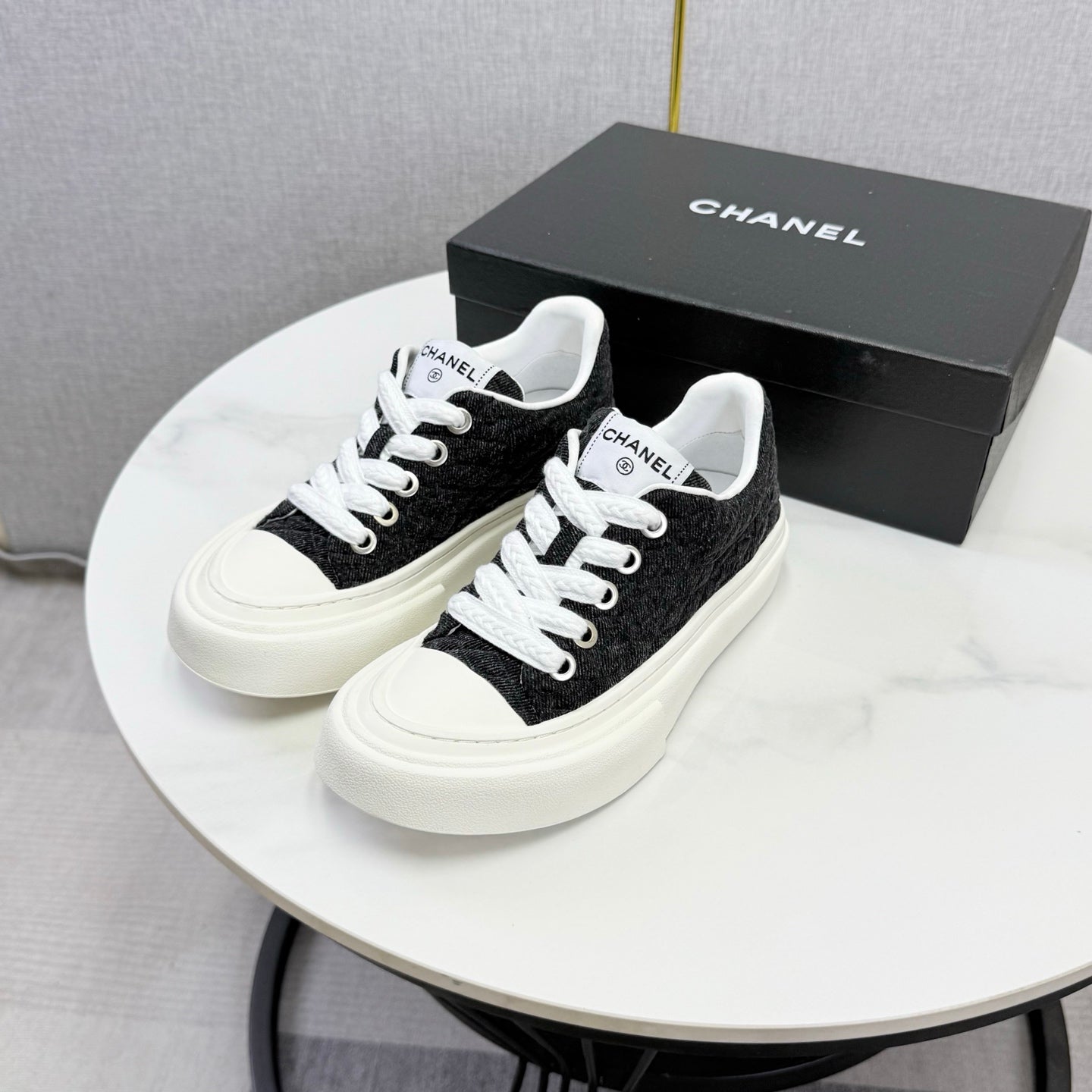 CC 26s Platform Sole Sneakers Black Canvas 972898