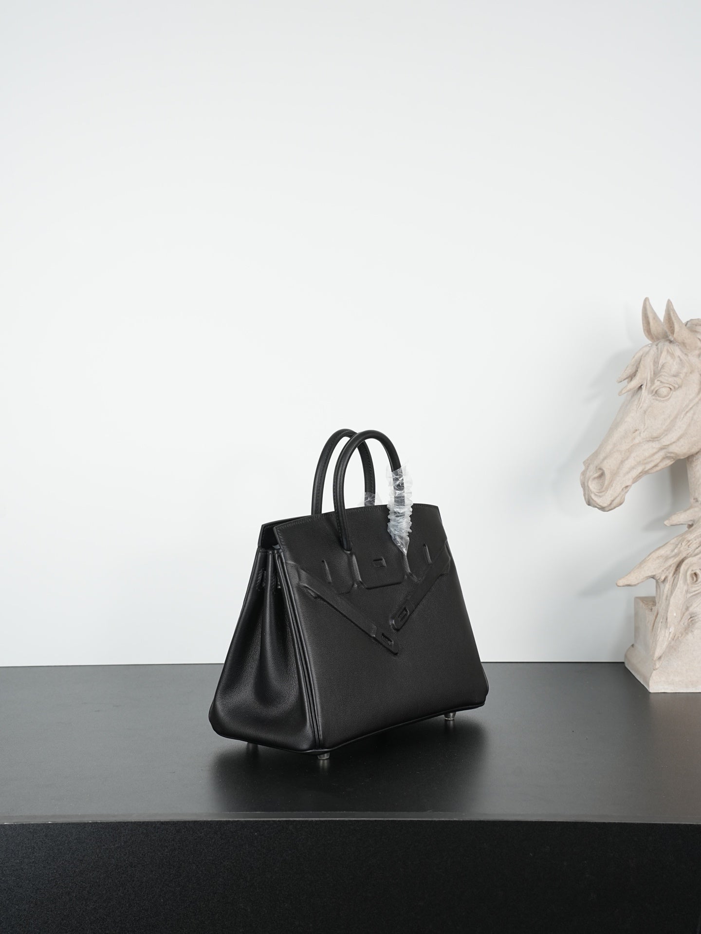 HM Birkin Shadow 25cm Black Leather 284509