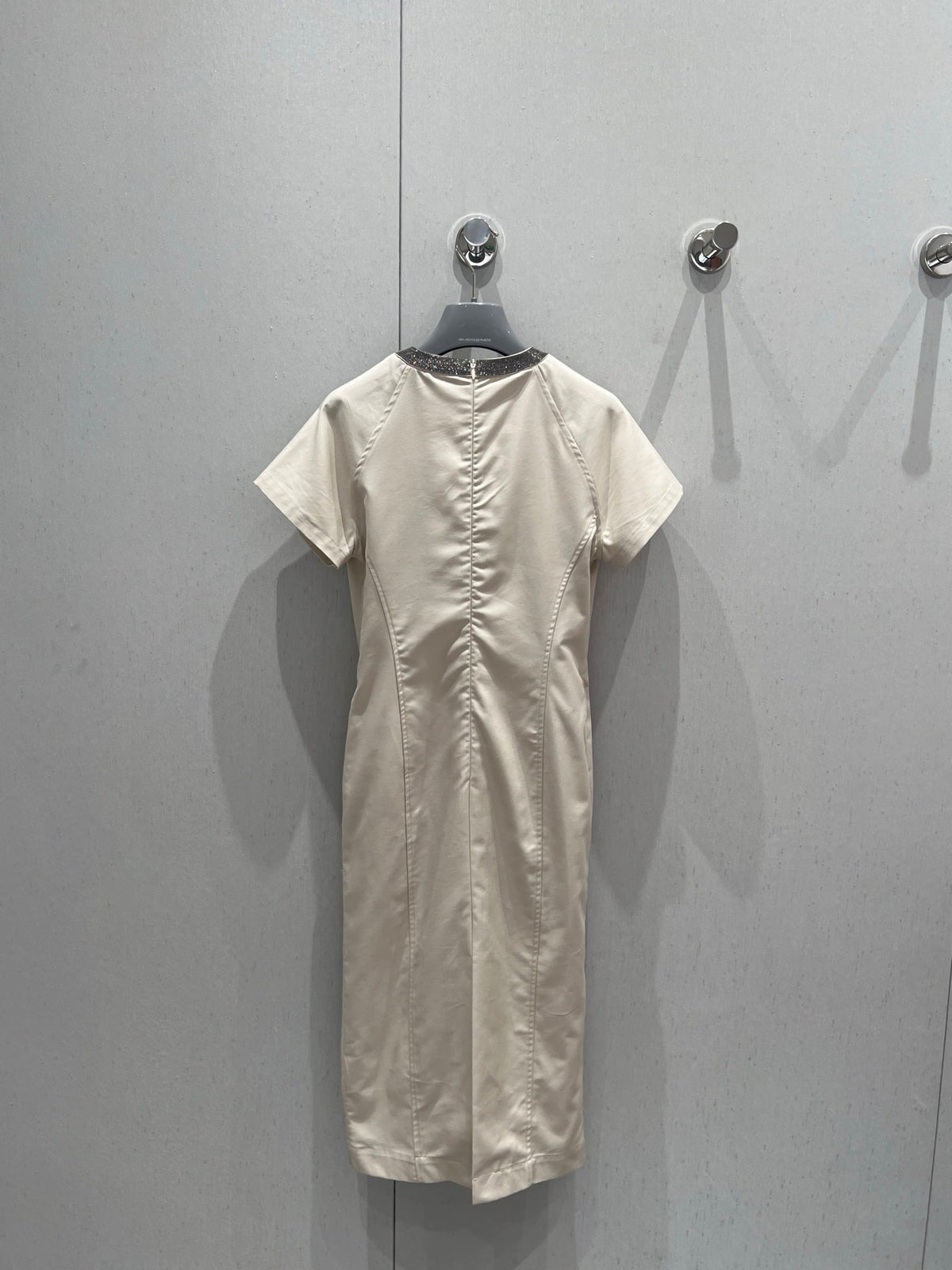 Prada 25 Short-sleeved Dress Beige Tencel Cotton 217659