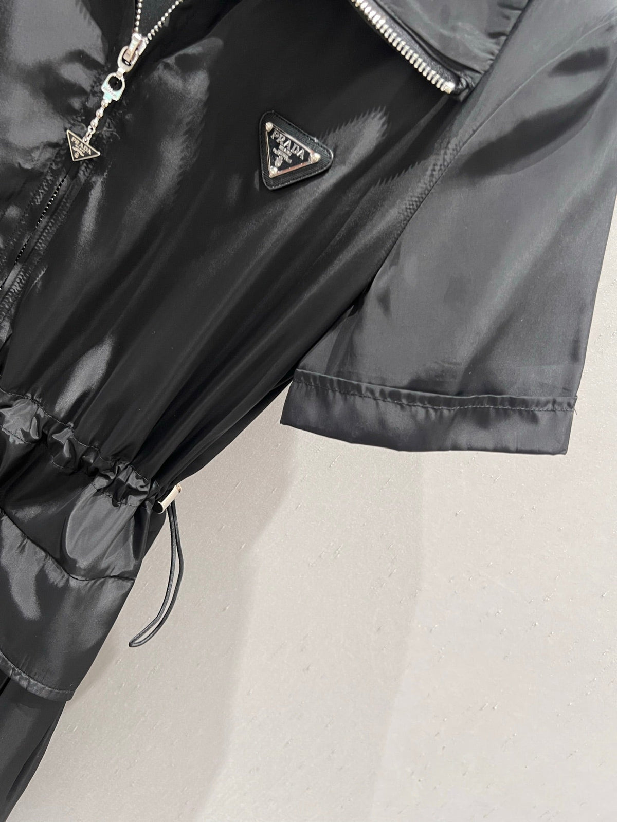 Prada 25 Short Sleeve Zipper Dress Black Polyester 218738