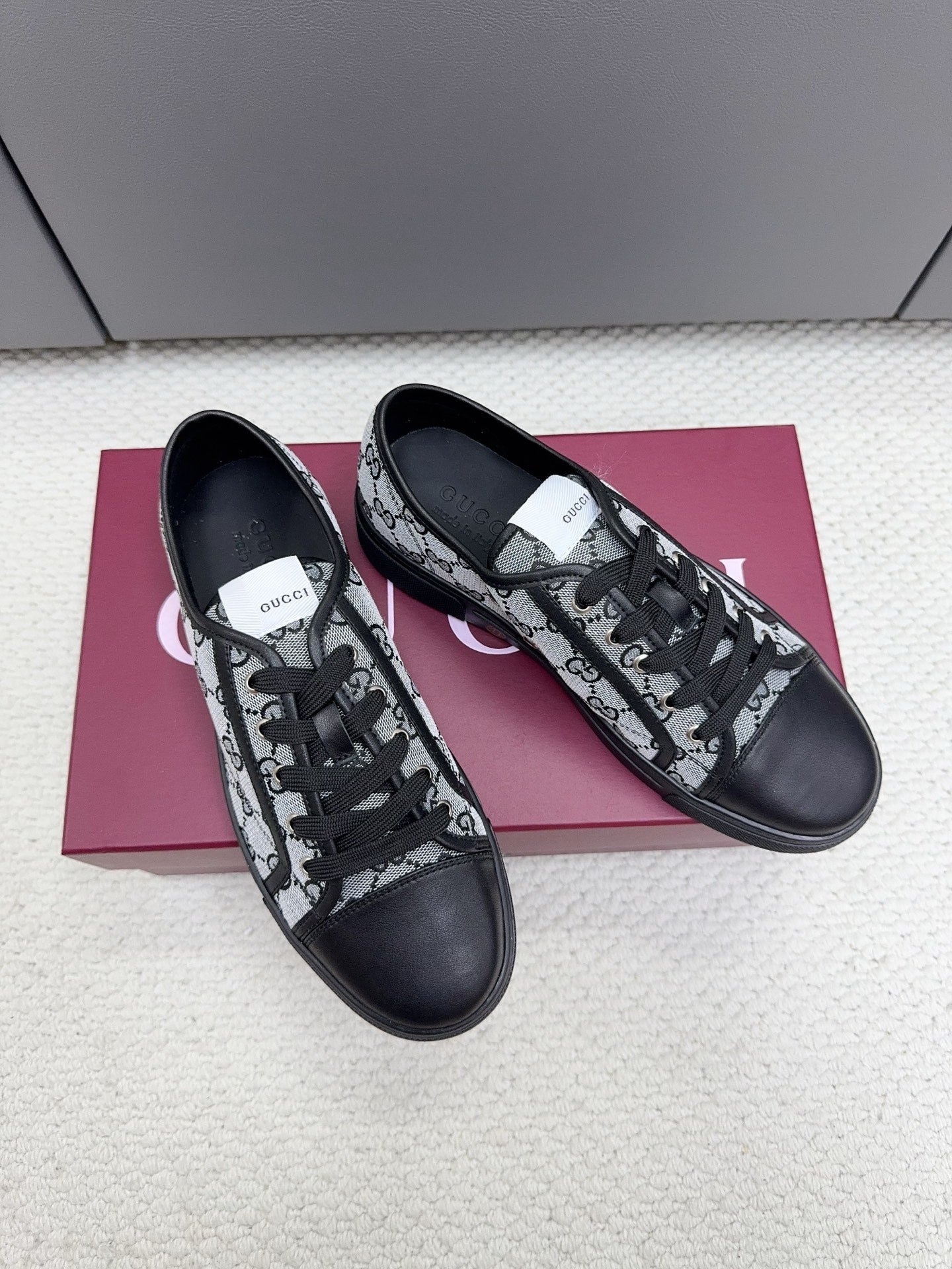 GG Tennis 1977 Sneakers Black White Canvas Leather 788205