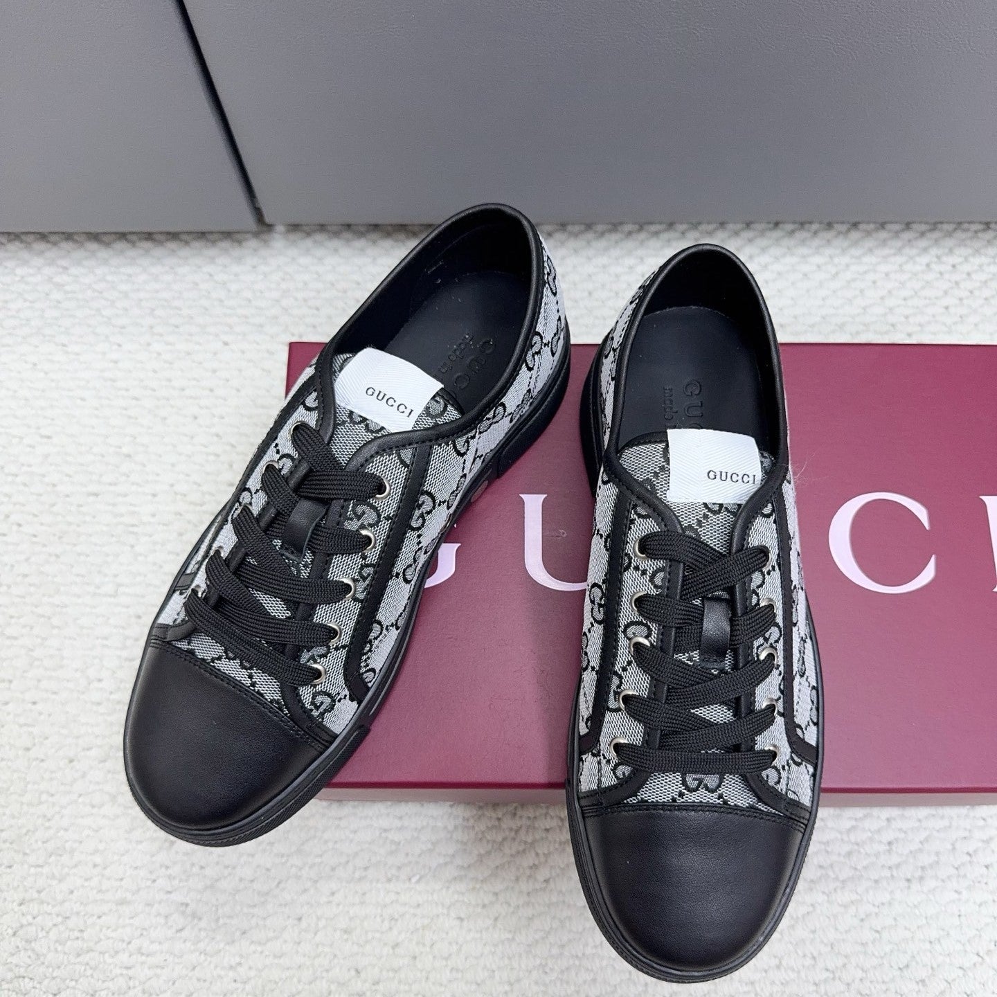 GG Tennis 1977 Sneakers Black White Canvas Leather 788205