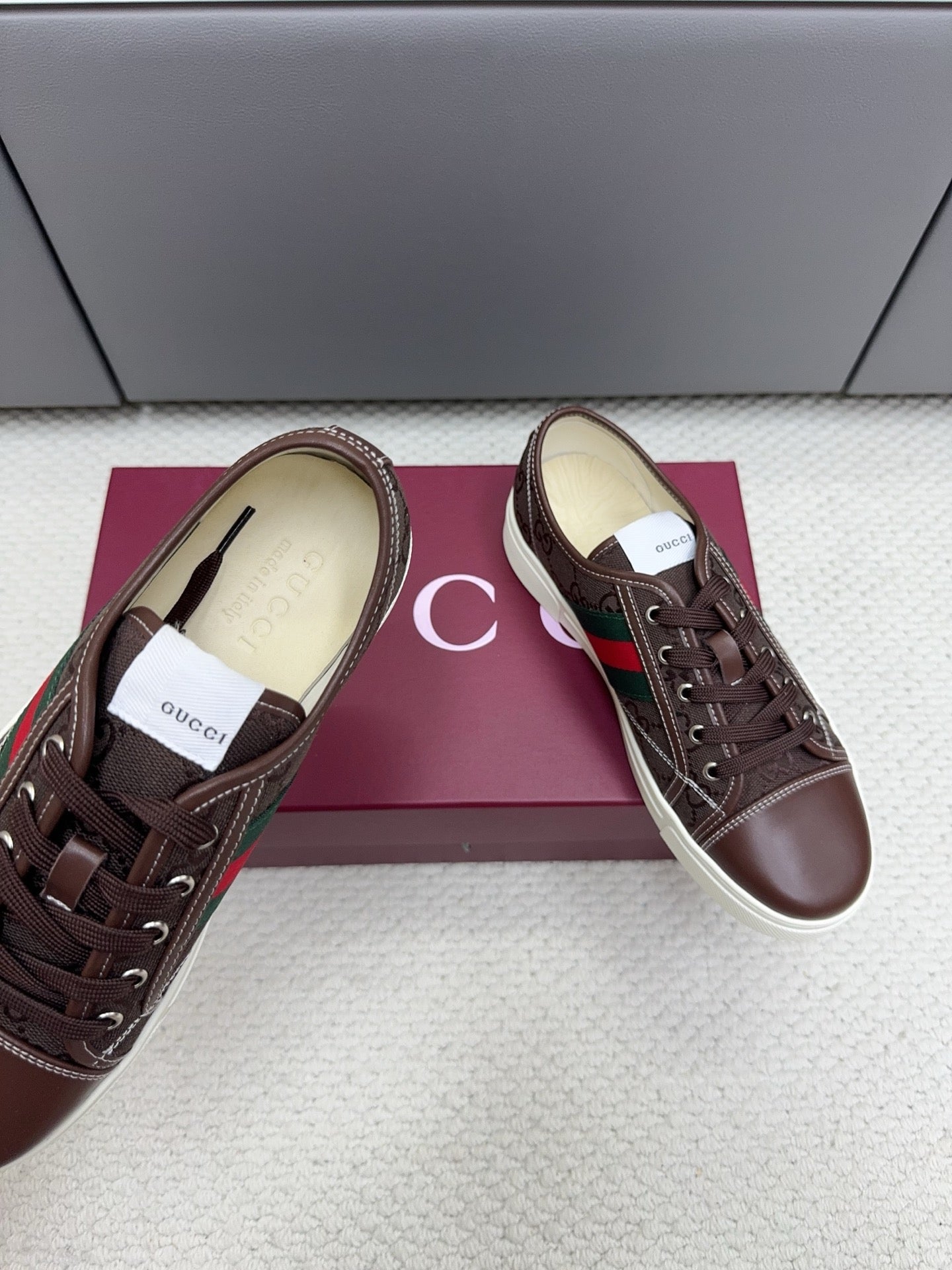 GG Tennis 1977 Sneakers Chocolate Canvas Leather 788208