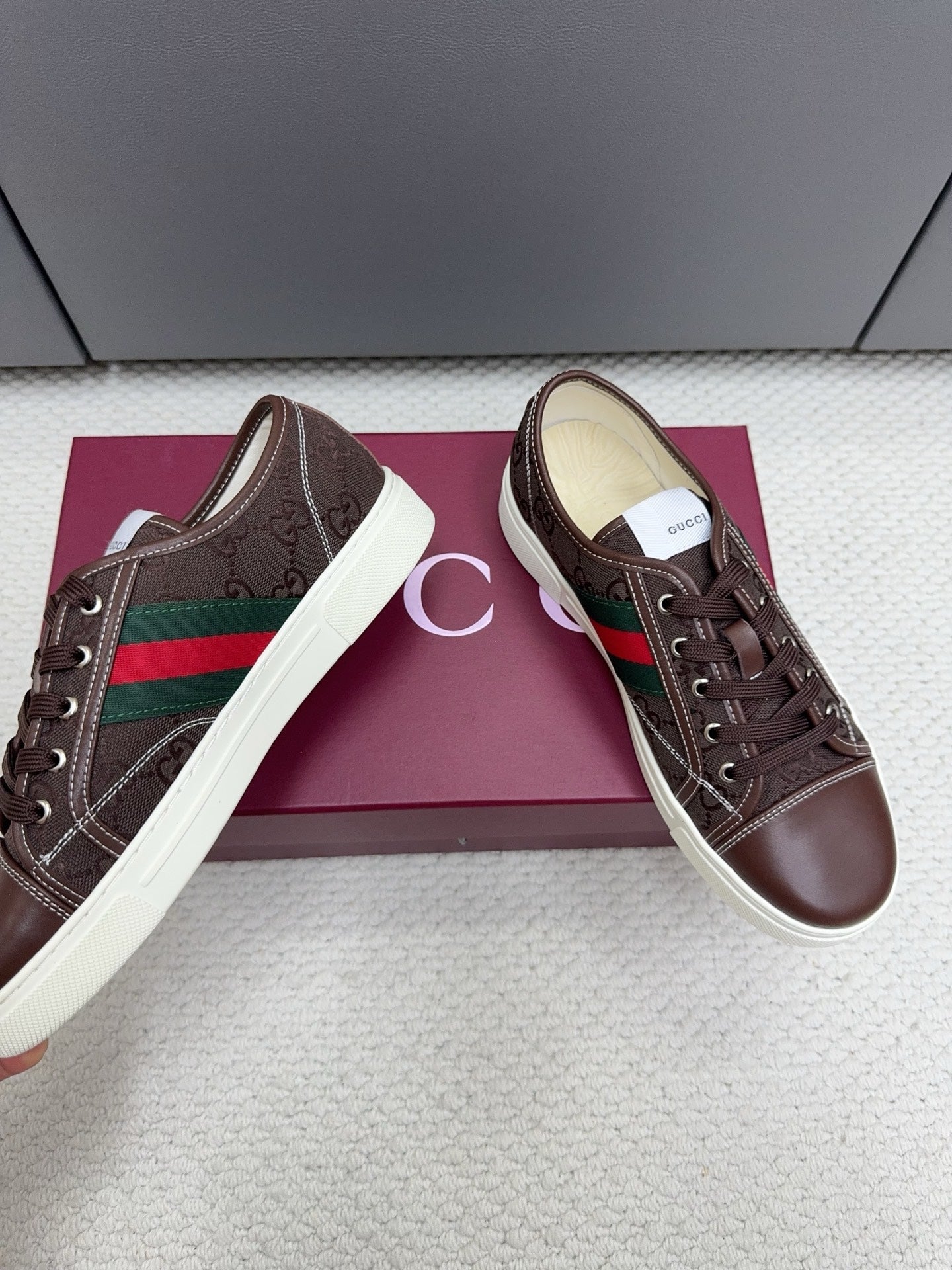 GG Tennis 1977 Sneakers Chocolate Canvas Leather 788208