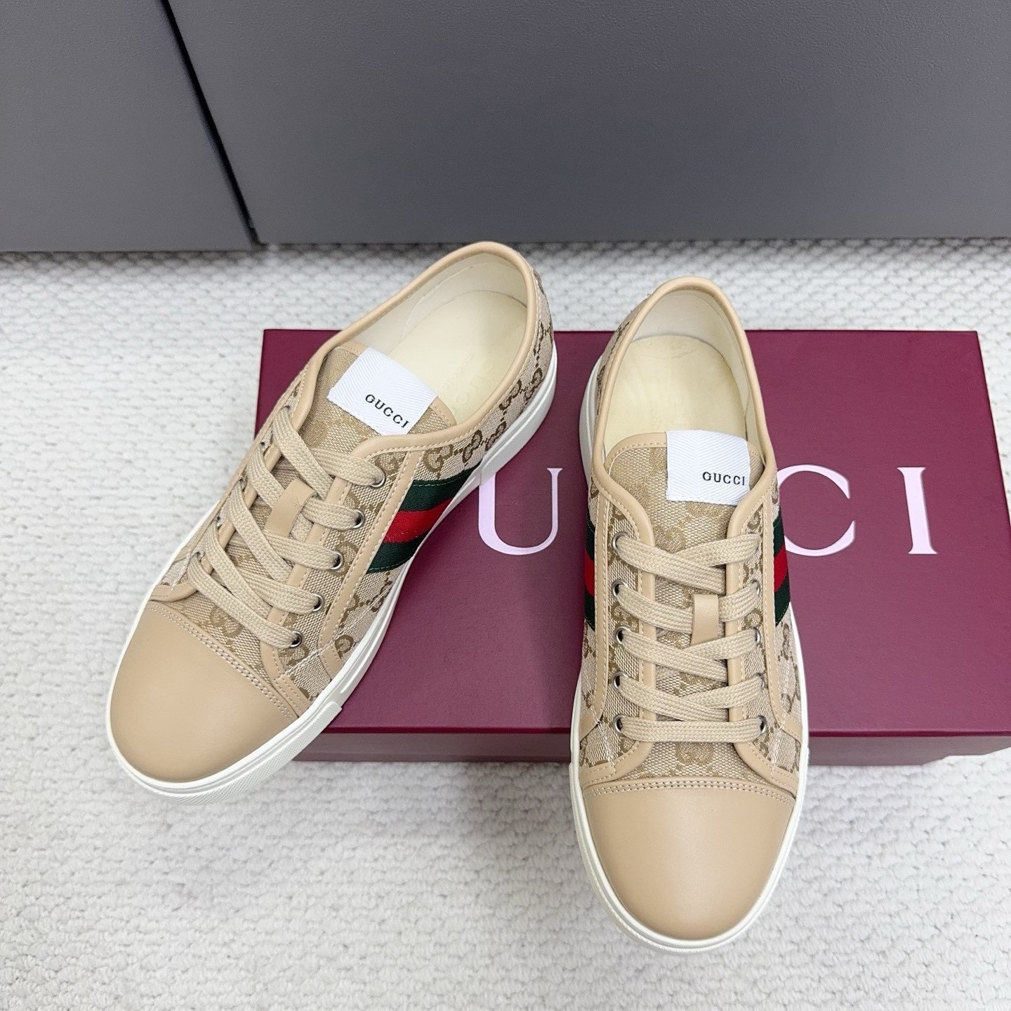 GG Tennis 1977 Sneakers Beige Canvas Leather 788209