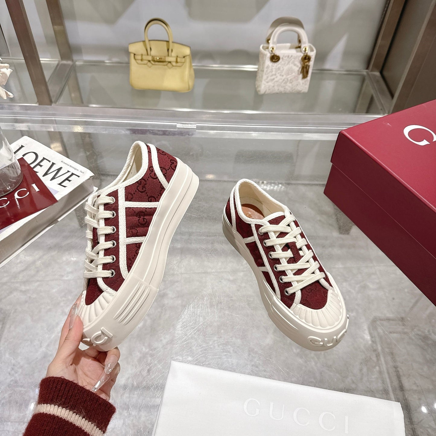 GG Chunky Sneaker 35mm Red White Canvas 457443