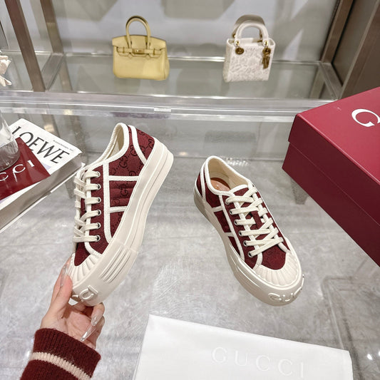 GG Chunky Sneaker 35mm Red White Canvas 457443