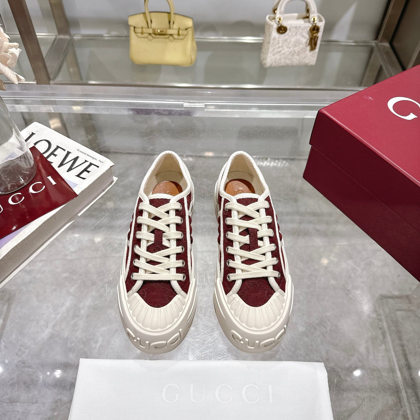 GG Chunky Sneaker 35mm Red White Canvas 457443