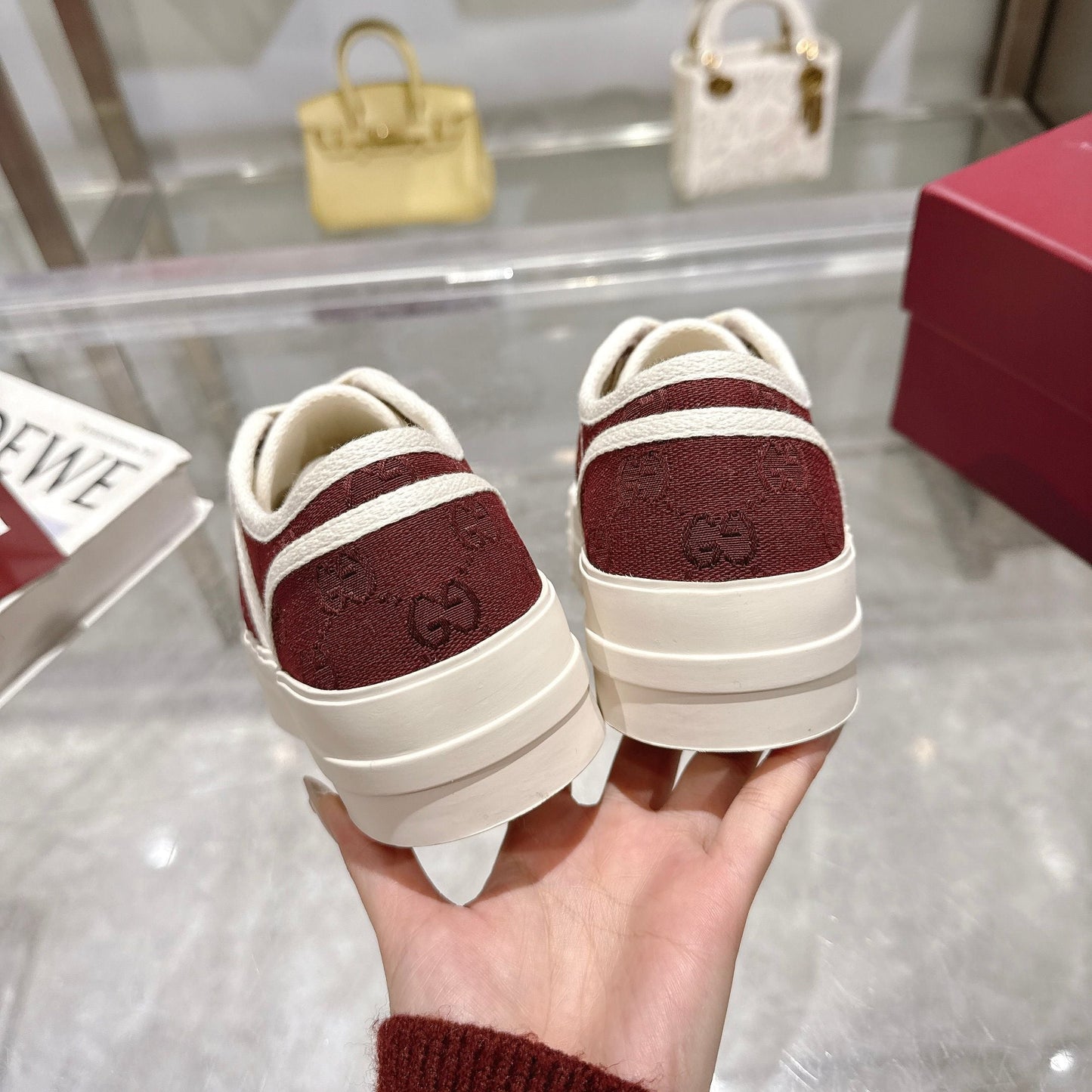 GG Chunky Sneaker 35mm Red White Canvas 457443