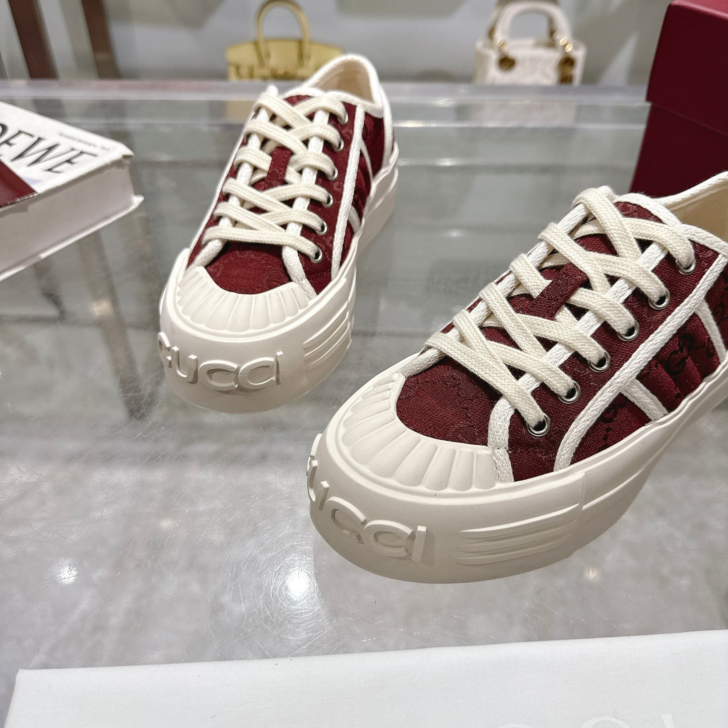 GG Chunky Sneaker 35mm Red White Canvas 457443