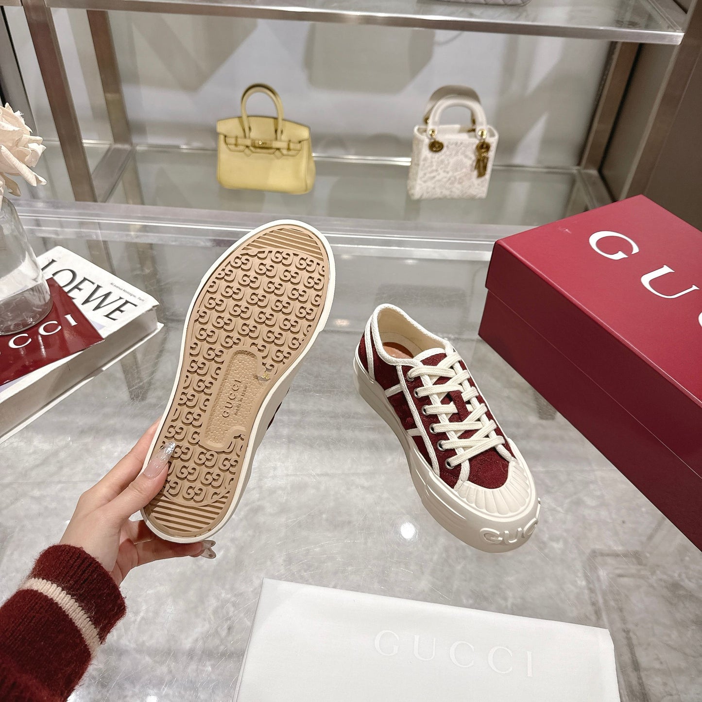 GG Chunky Sneaker 35mm Red White Canvas 457443