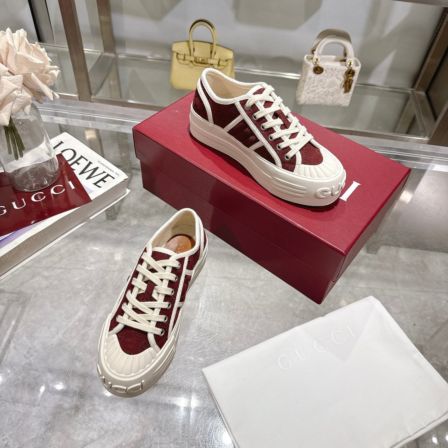 GG Chunky Sneaker 35mm Red White Canvas 457443