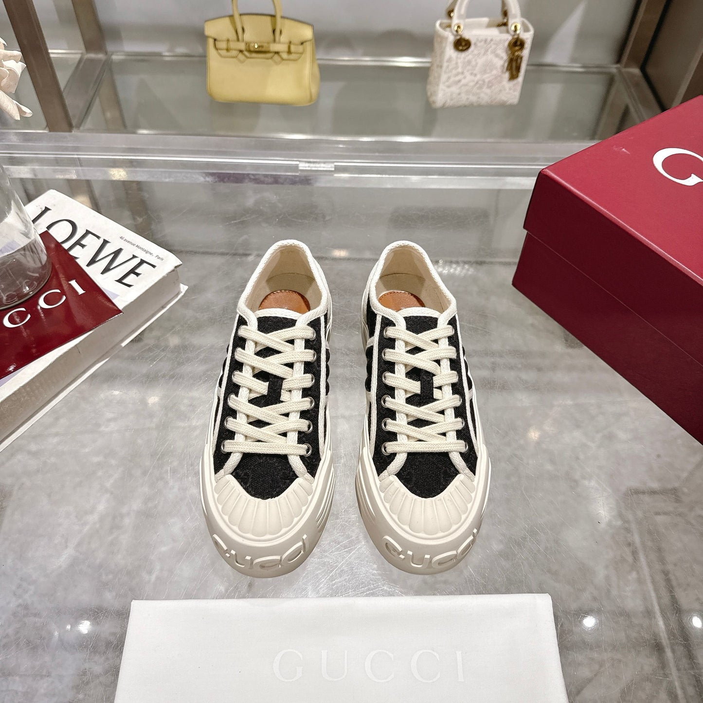 GG Chunky Sneaker 35mm Black White Canvas 457444