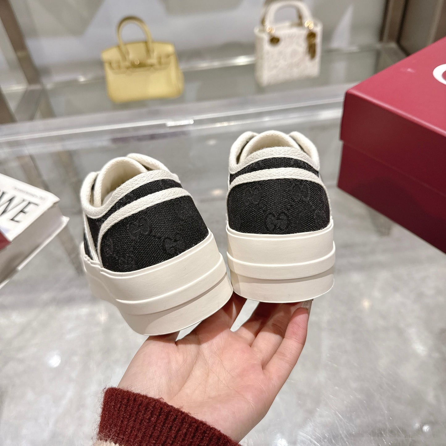 GG Chunky Sneaker 35mm Black White Canvas 457444