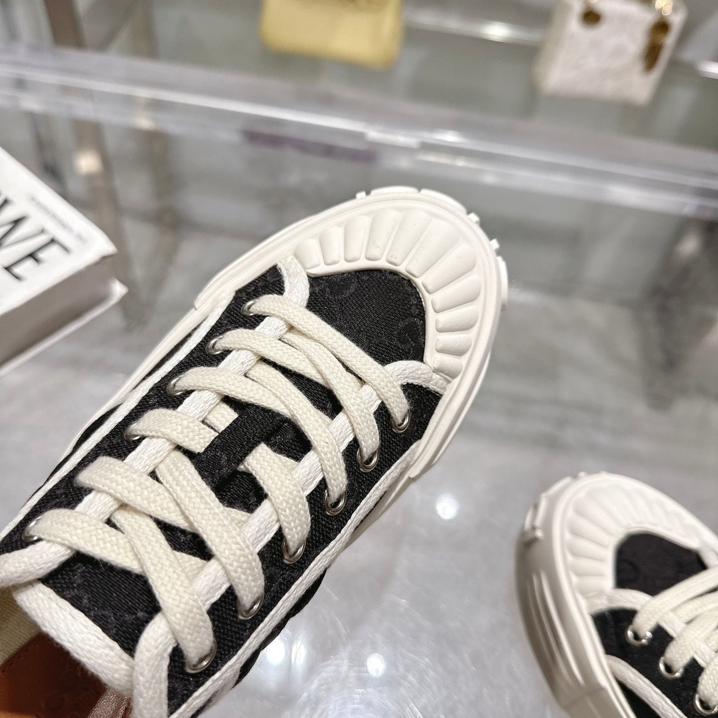 GG Chunky Sneaker 35mm Black White Canvas 457444