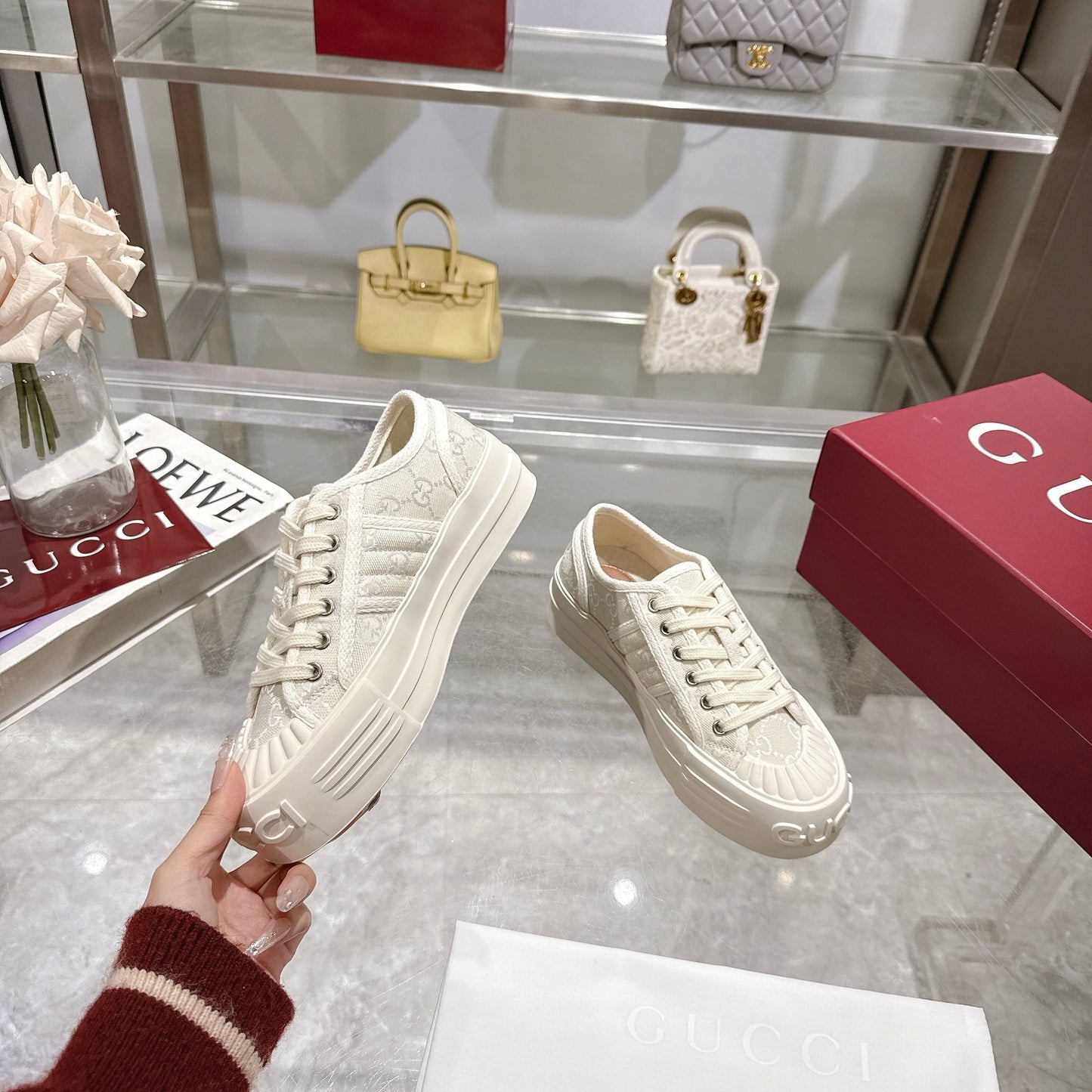 GG Chunky Sneaker 35mm Cream Canvas 457445