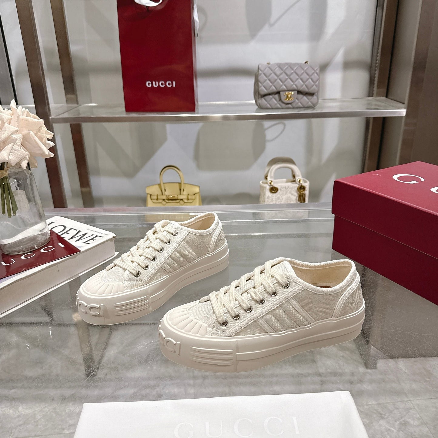GG Chunky Sneaker 35mm Cream Canvas 457445
