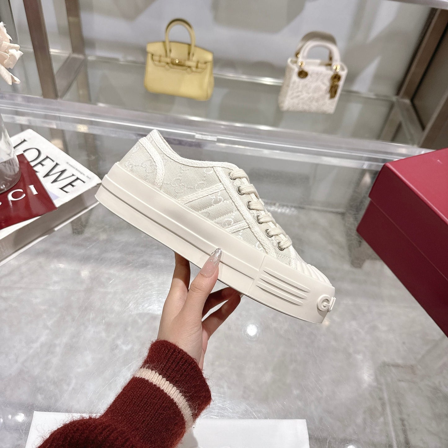 GG Chunky Sneaker 35mm Cream Canvas 457445