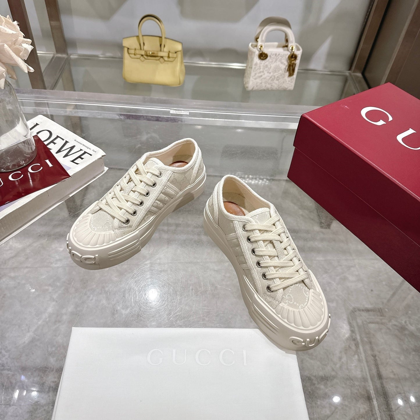 GG Chunky Sneaker 35mm Cream Canvas 457445