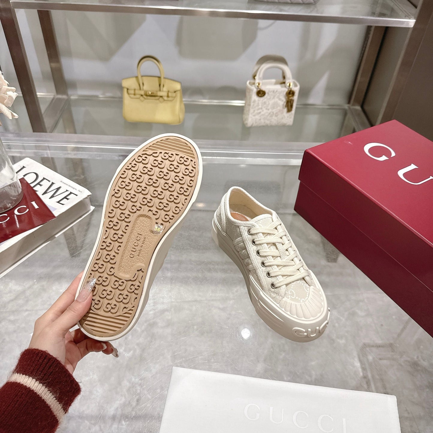 GG Chunky Sneaker 35mm Cream Canvas 457445