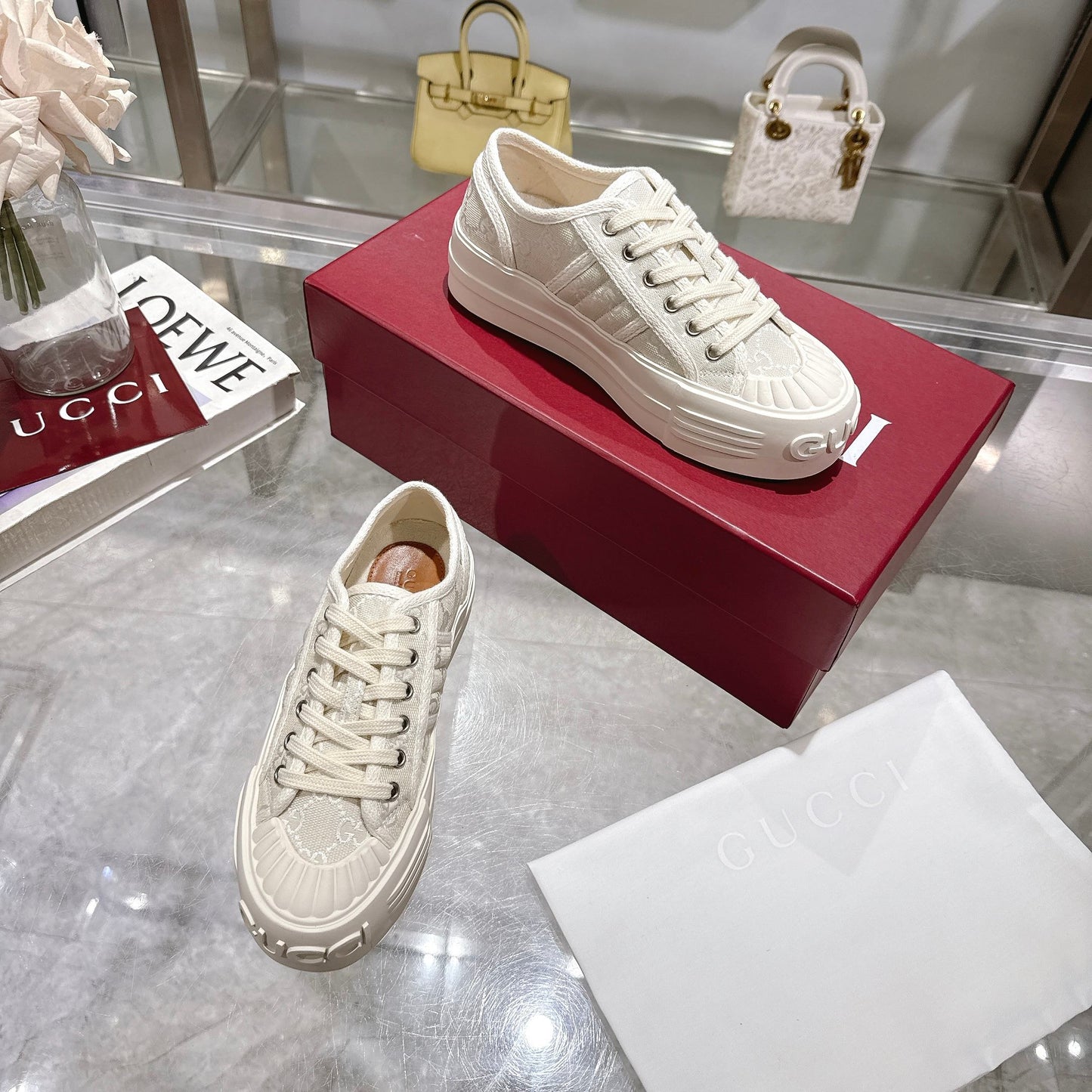 GG Chunky Sneaker 35mm Cream Canvas 457445