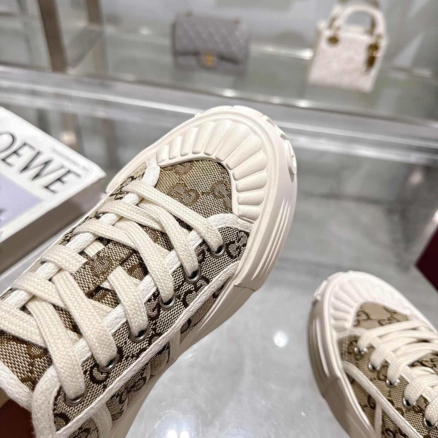 GG Chunky Sneaker 35mm Light Brown Beige Canvas 457446