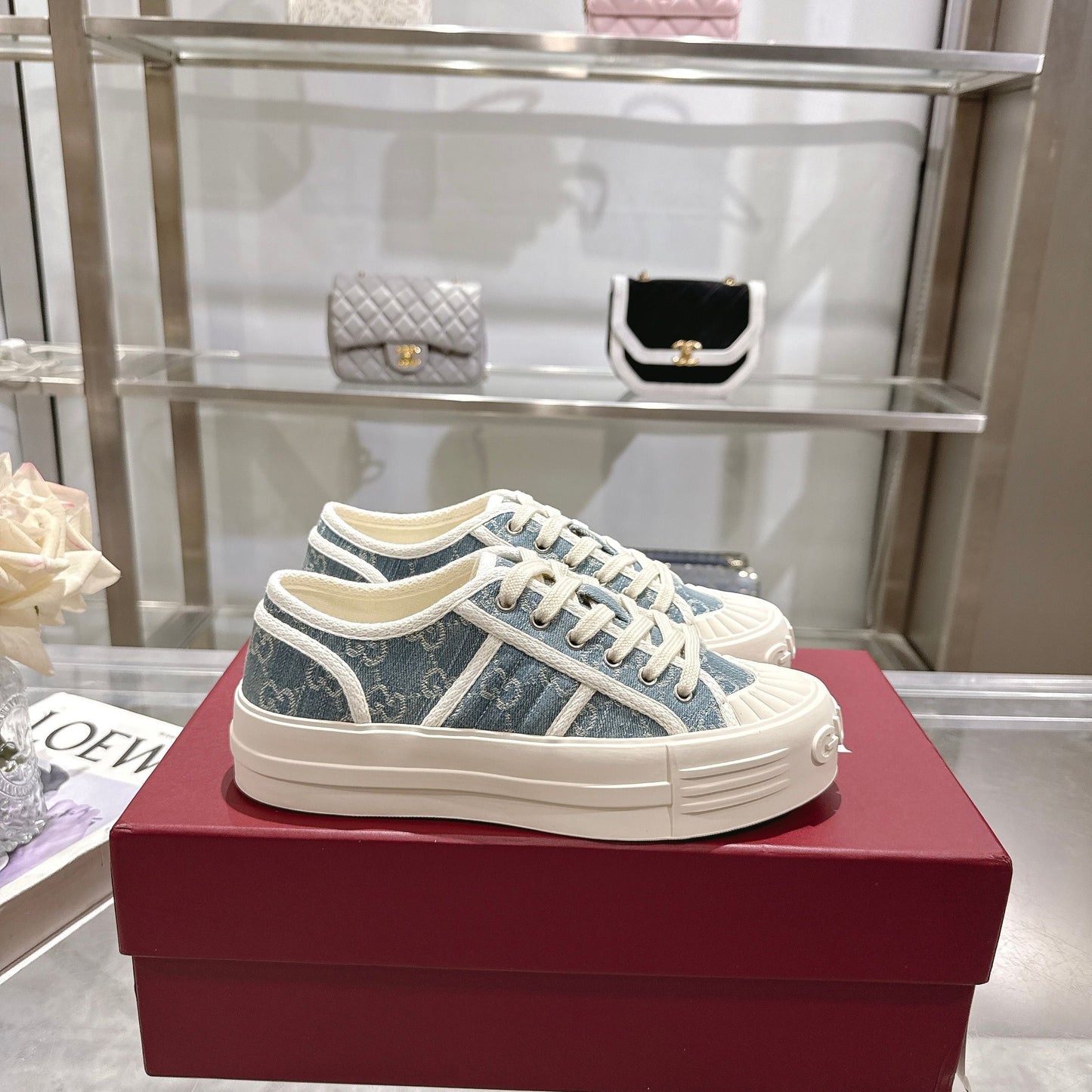GG Chunky Sneaker 35mm Light Blue Denim 457447
