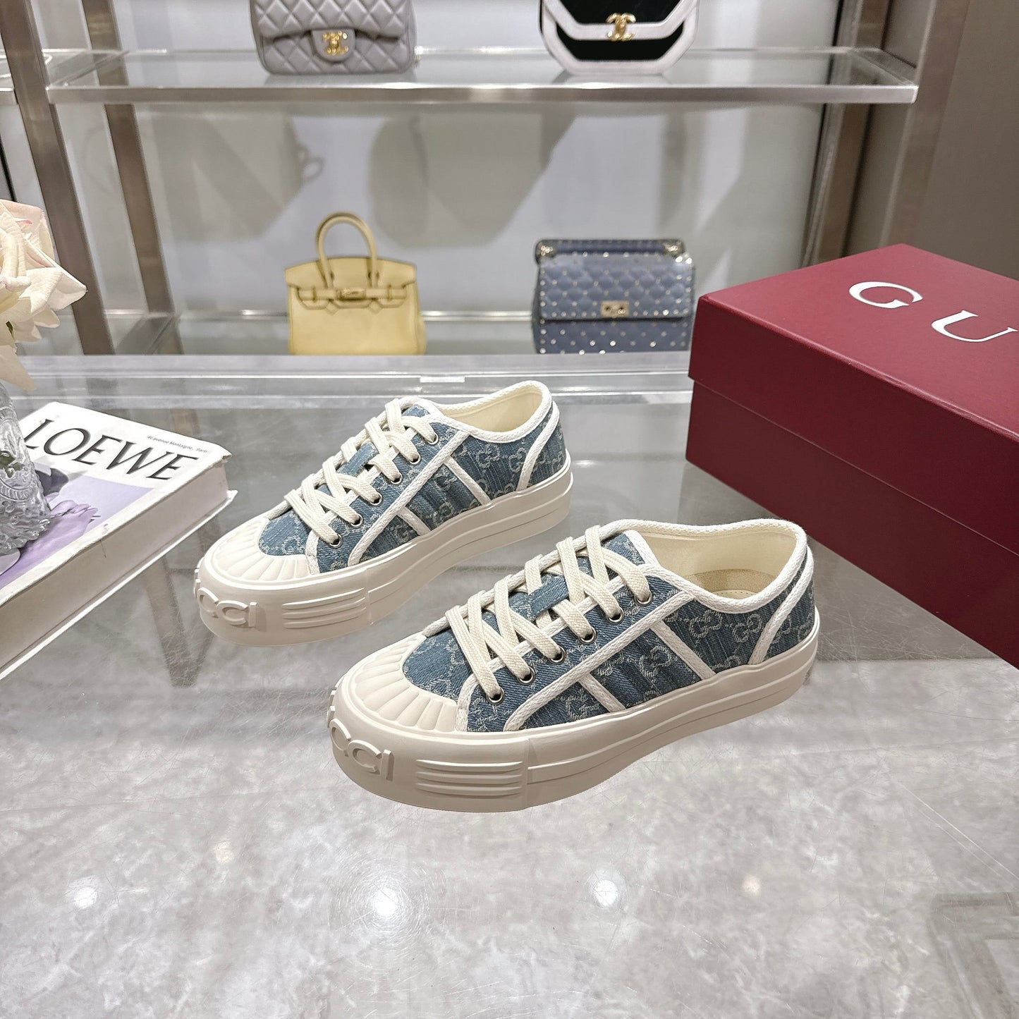 GG Chunky Sneaker 35mm Light Blue Denim 457447