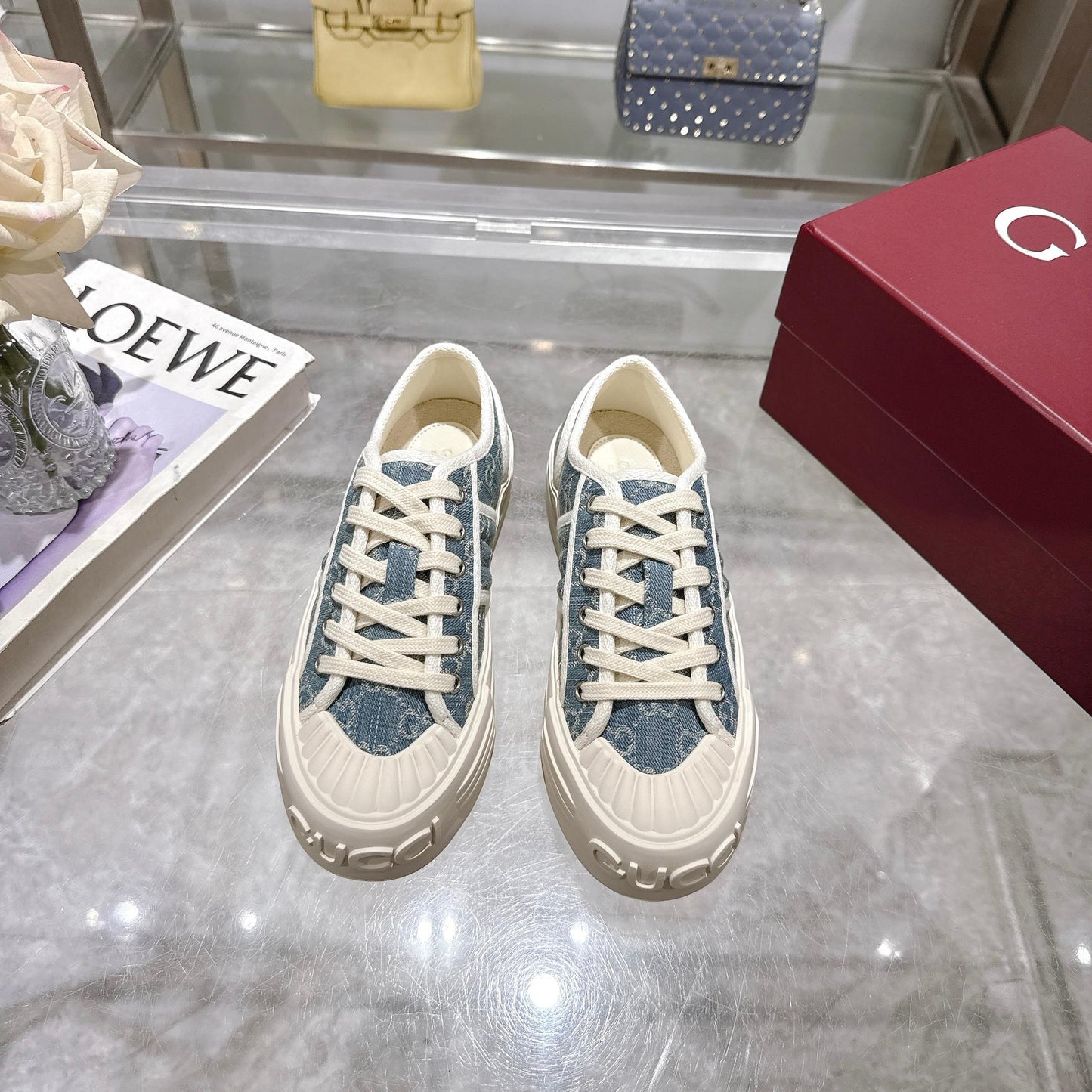 GG Chunky Sneaker 35mm Light Blue Denim 457447