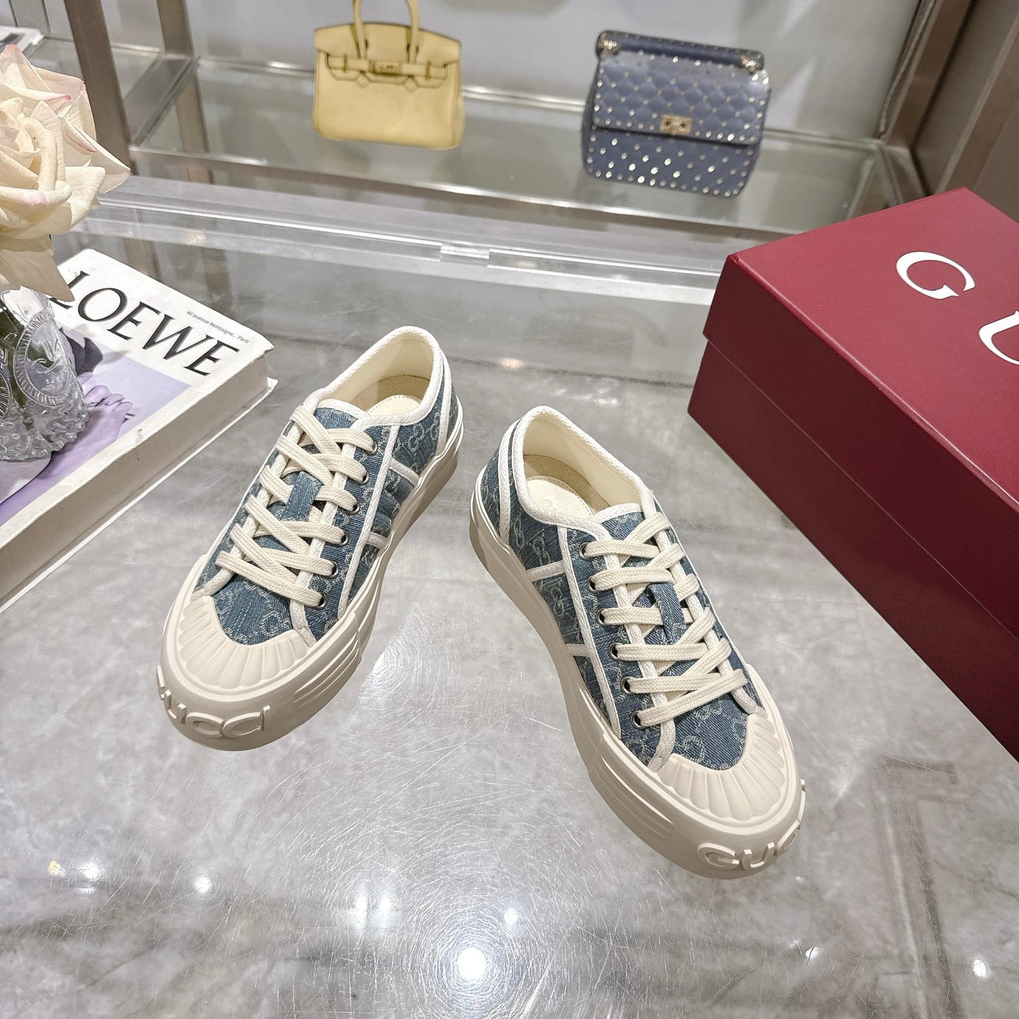 GG Chunky Sneaker 35mm Light Blue Denim 457447