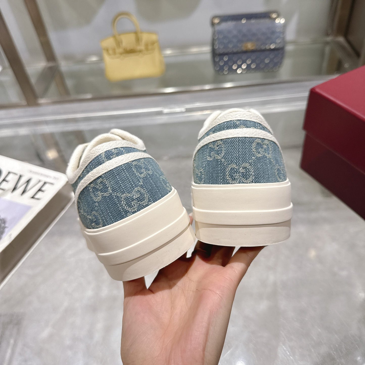 GG Chunky Sneaker 35mm Light Blue Denim 457447