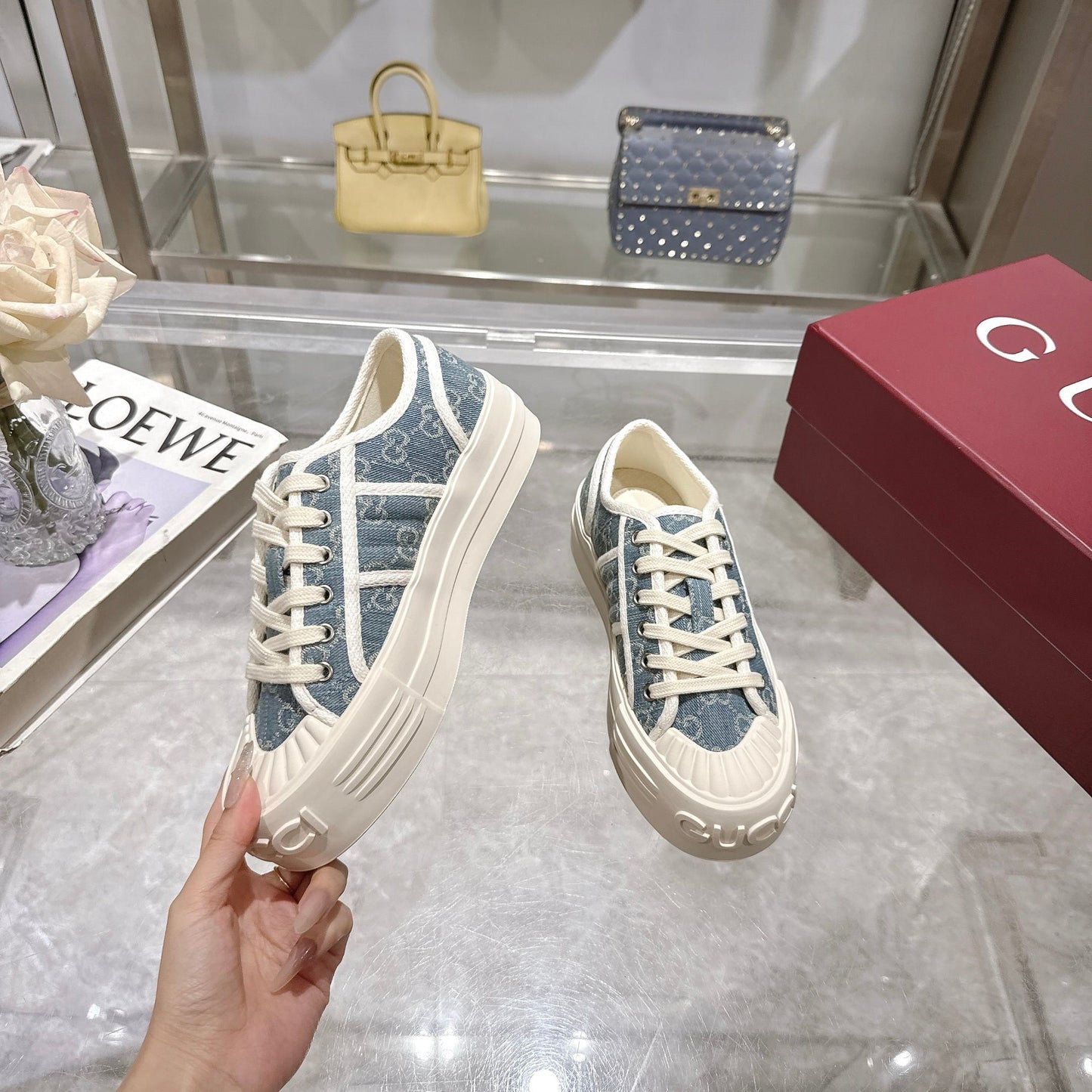 GG Chunky Sneaker 35mm Light Blue Denim 457447