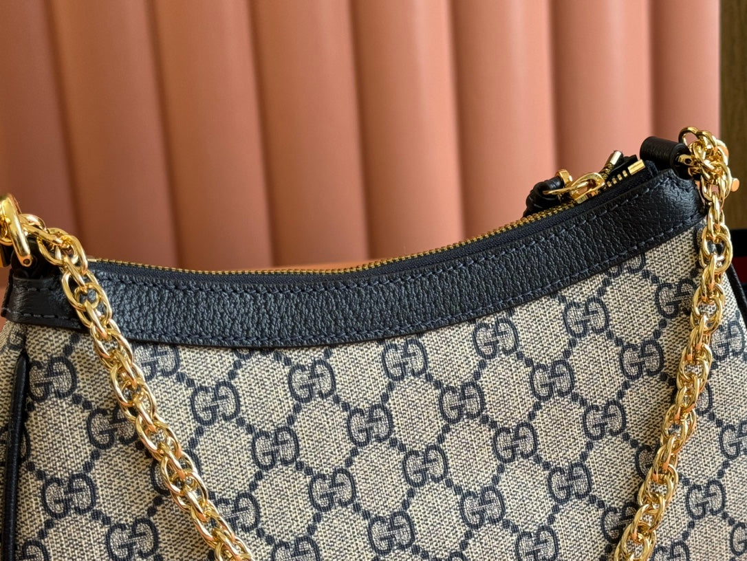 GG Ophidia Small Shoulder Bag Beige Blue Canvas Leather