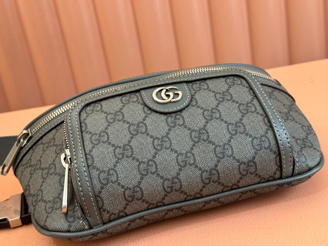 Gucci Interlocking G belt bag Gray Leather Canvas 248165