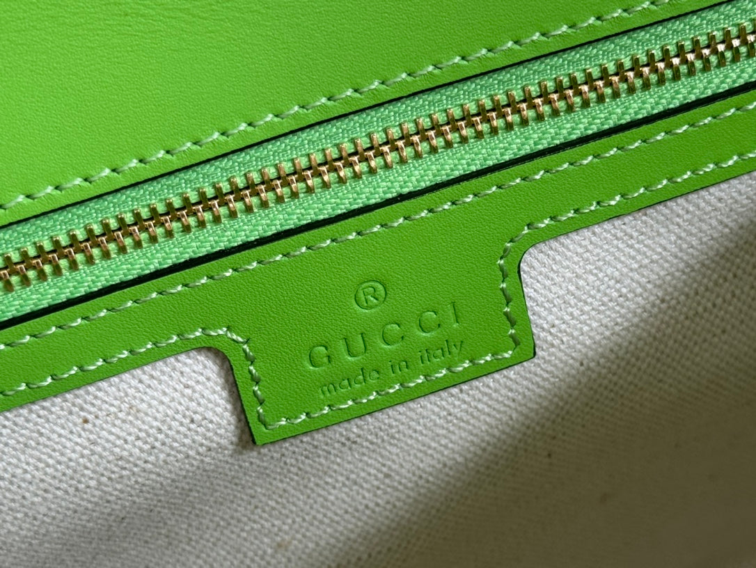 GG Blondie Medium Handbag 27cm Green Calfskin