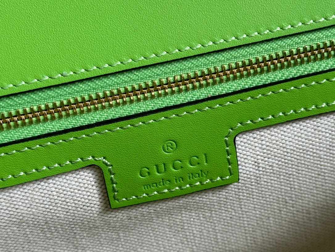 GG Blondie Large Handbag 32cm Green Calfskin