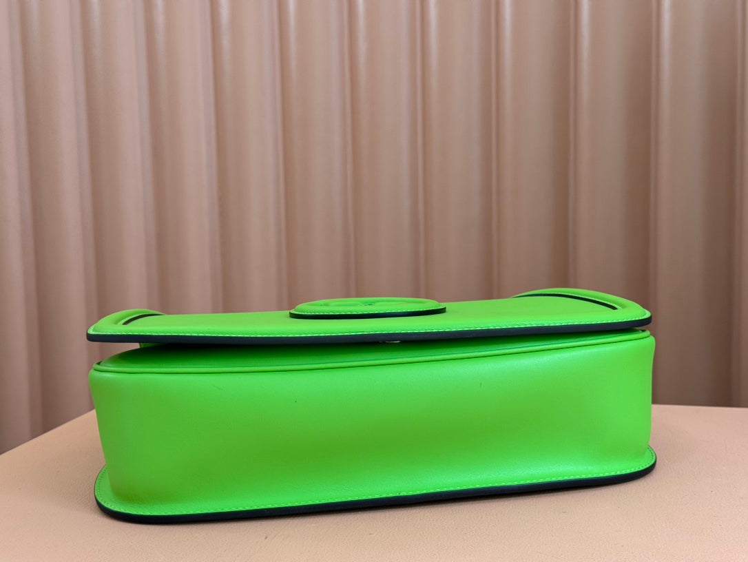 GG Blondie Large Handbag 32cm Green Calfskin