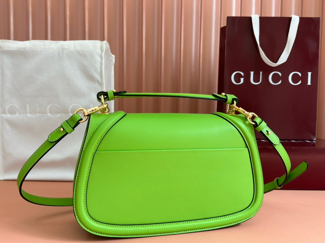 GG Blondie Large Handbag 32cm Green Calfskin