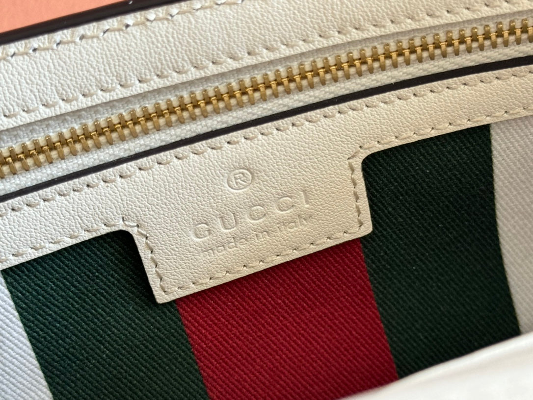 Gucci Emblem Mini Shoulder Bag Beige Green Canvas Leather 244543