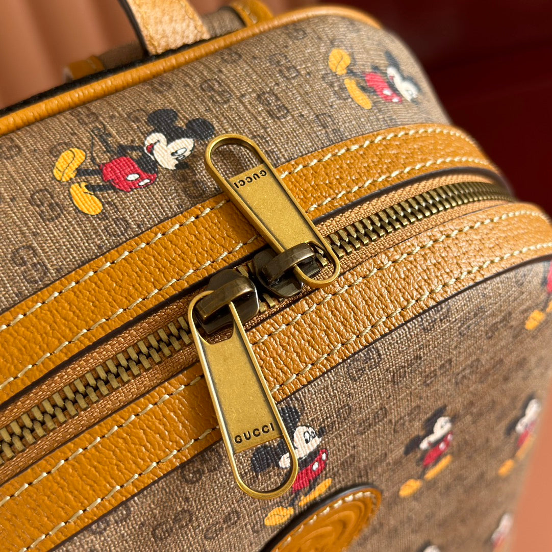 Gucci Mickey Backpack Brown Canvas Leather 255347