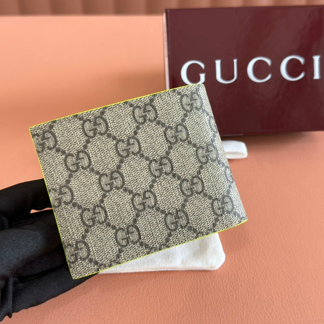 GG Bifold Wallet Neon Beige Canvas Leather