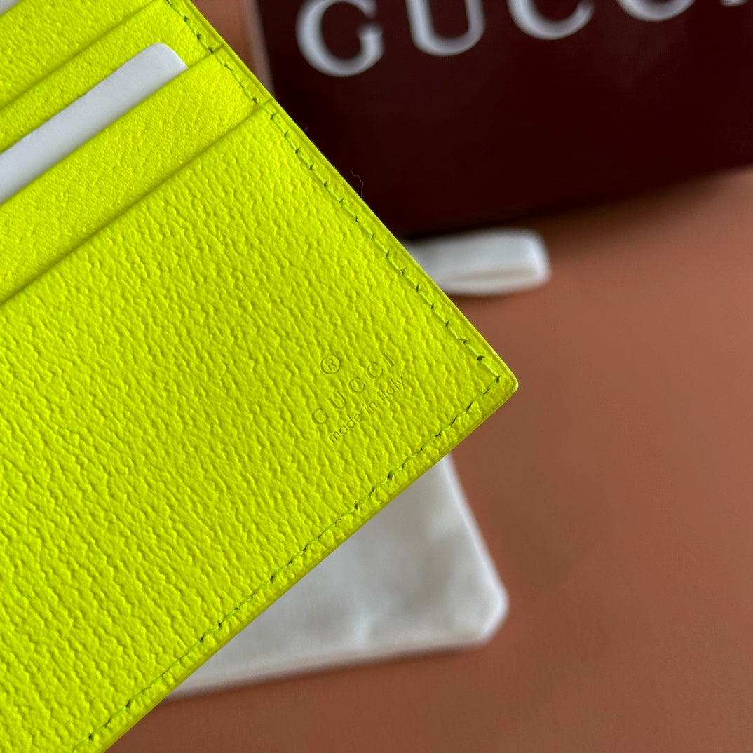 GG Bifold Wallet Neon Beige Canvas Leather