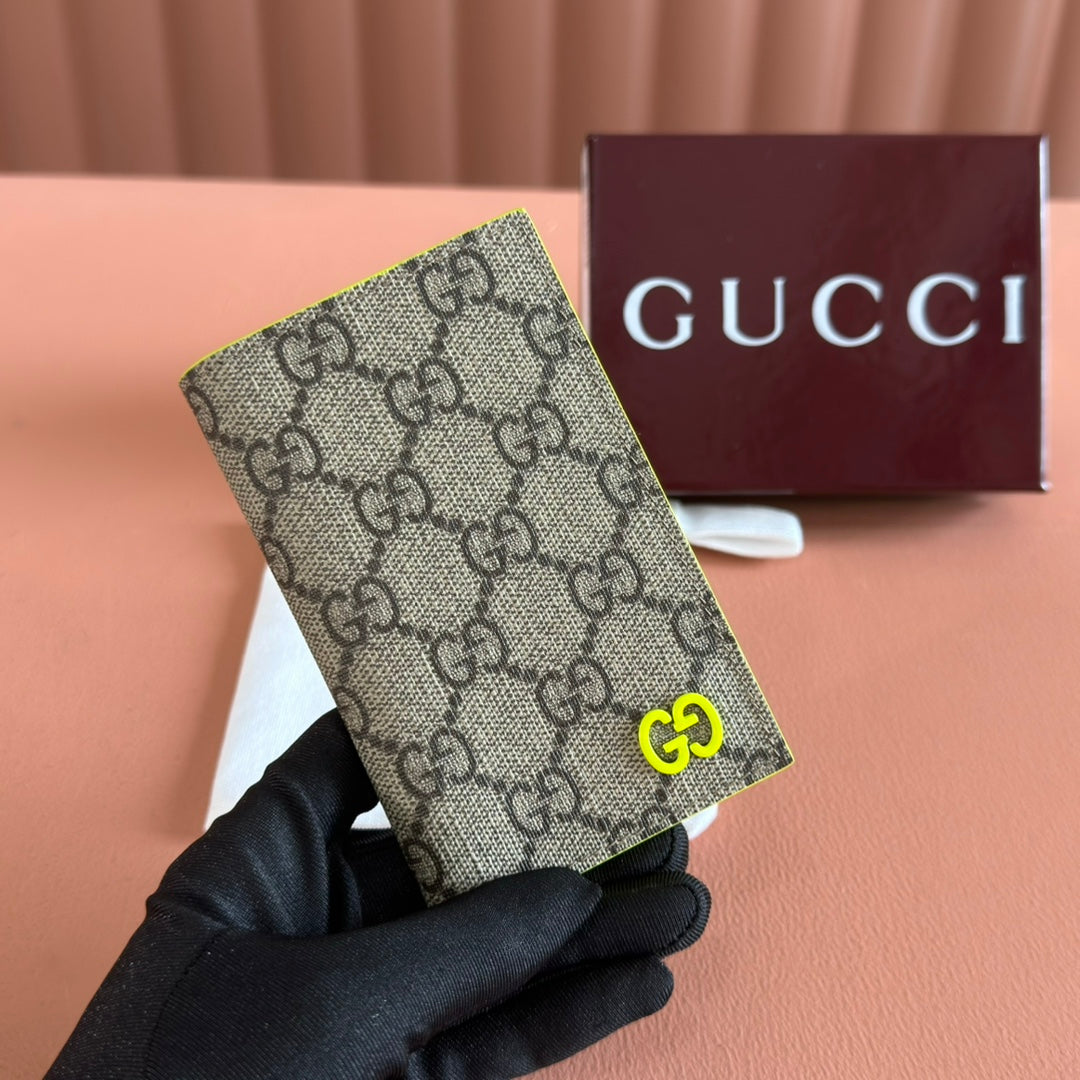 GG Long Card Case Neon Beige Canvas Leather