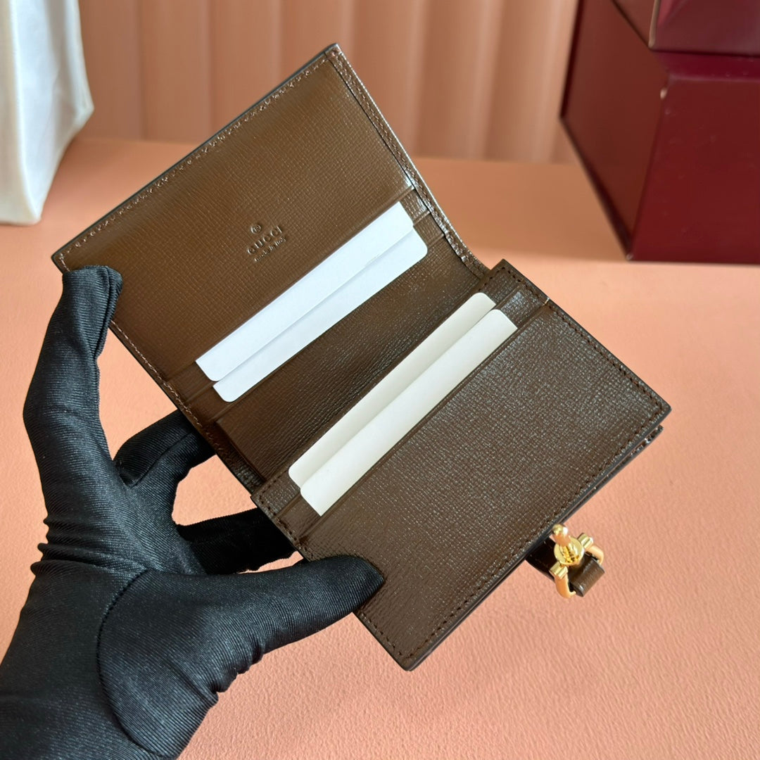 GG Jackie 1961 GG Supreme Wallet Brown Beige Canvas Leather