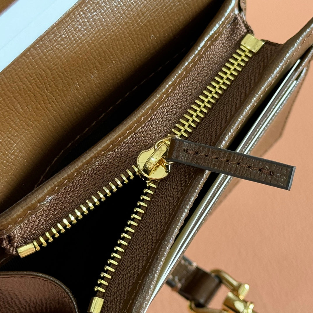 GG Jackie 1961 GG Supreme Wallet Brown Beige Canvas Leather