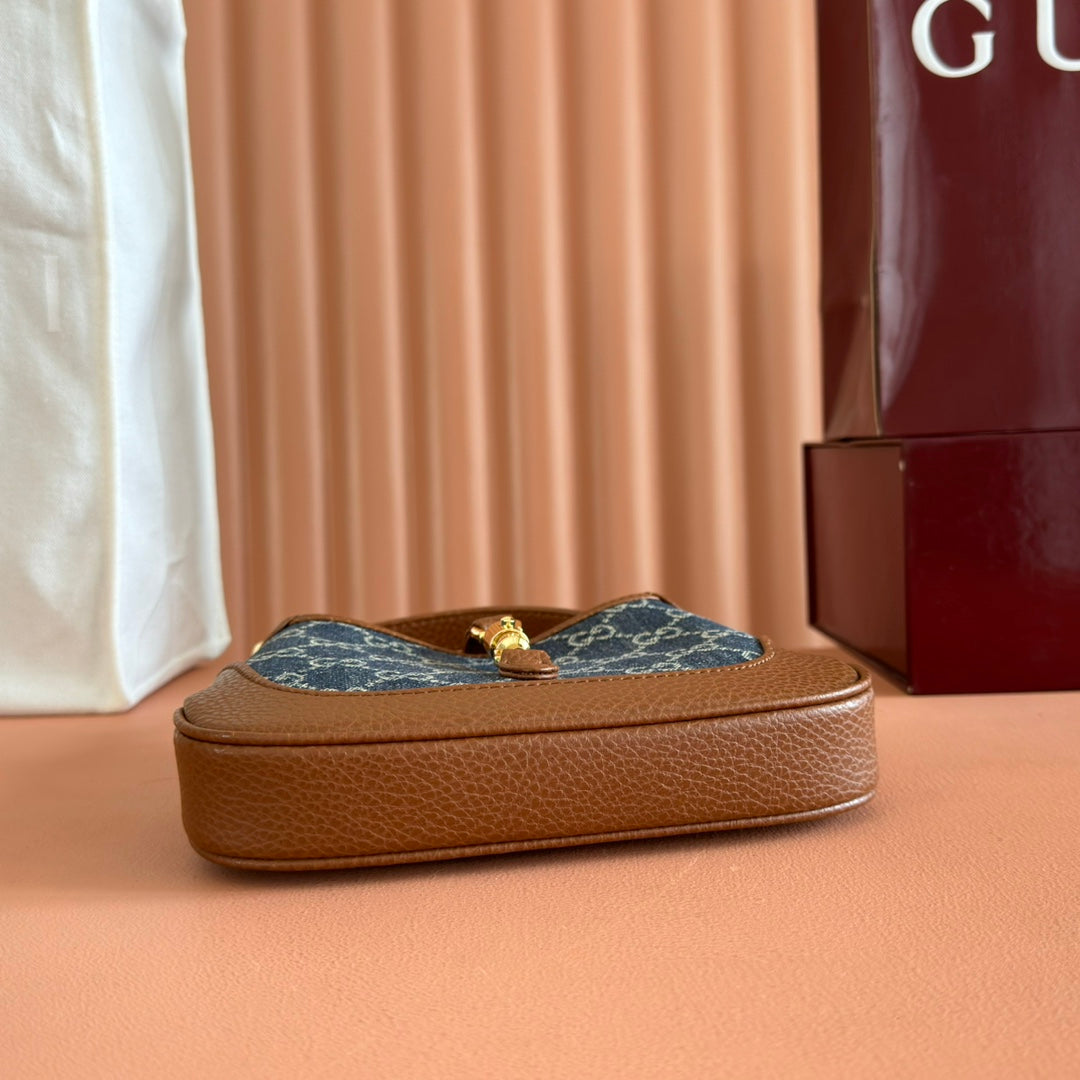 Gucci Jacket Bag Brown Blue Leather Canvas 292673
