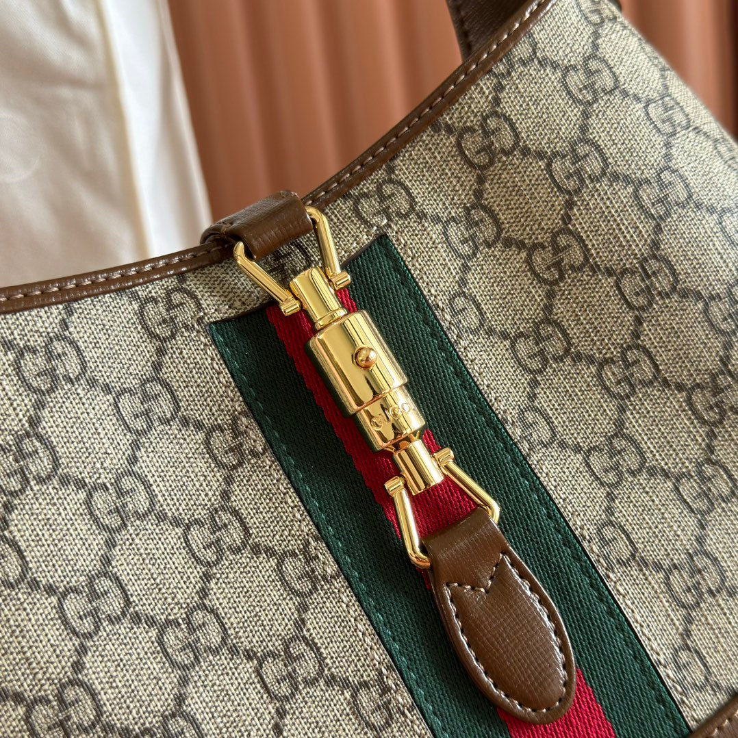 GG Jackie 1961 Shoulder Bag Brown Beige Canvas Lambskin 292674